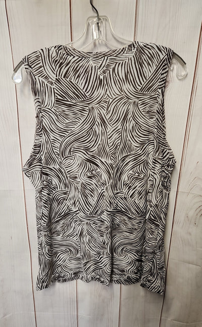 Chico's Women's Size 3 = US XL White & Brown Sleeveless Top