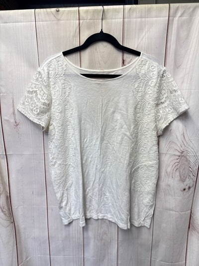 Loft Women's Size XL White Lace Short Sleeve Top