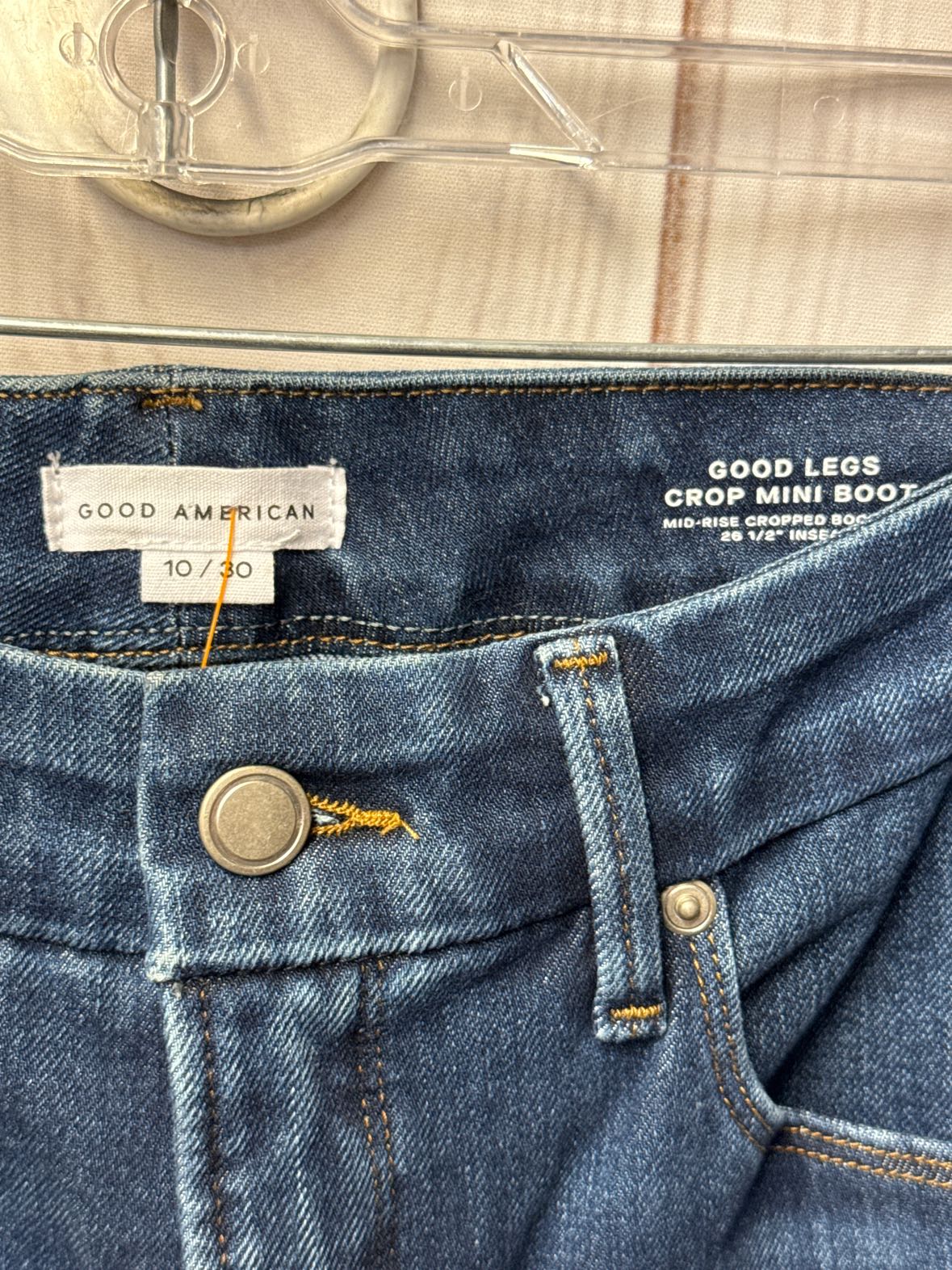 Good American Women's Size 10 Blue Good Legs Crop Mini Boot Jeans