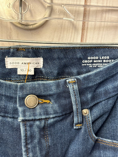 Good American Women's Size 10 Blue Good Legs Crop Mini Boot Jeans