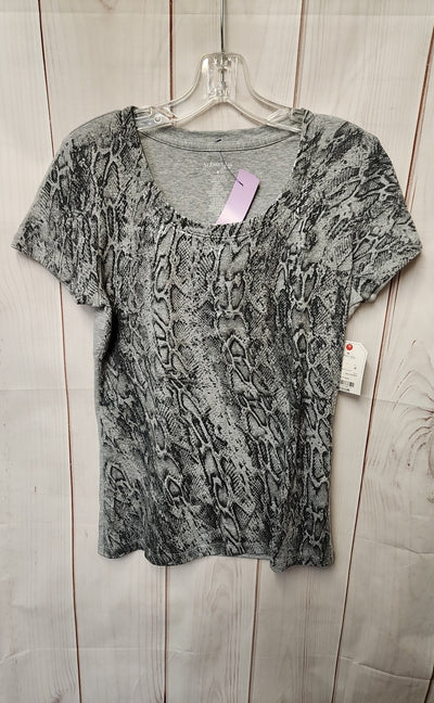 NWT St Johns Bay Women's Size M Gray Animal Print Short Sleeve Top