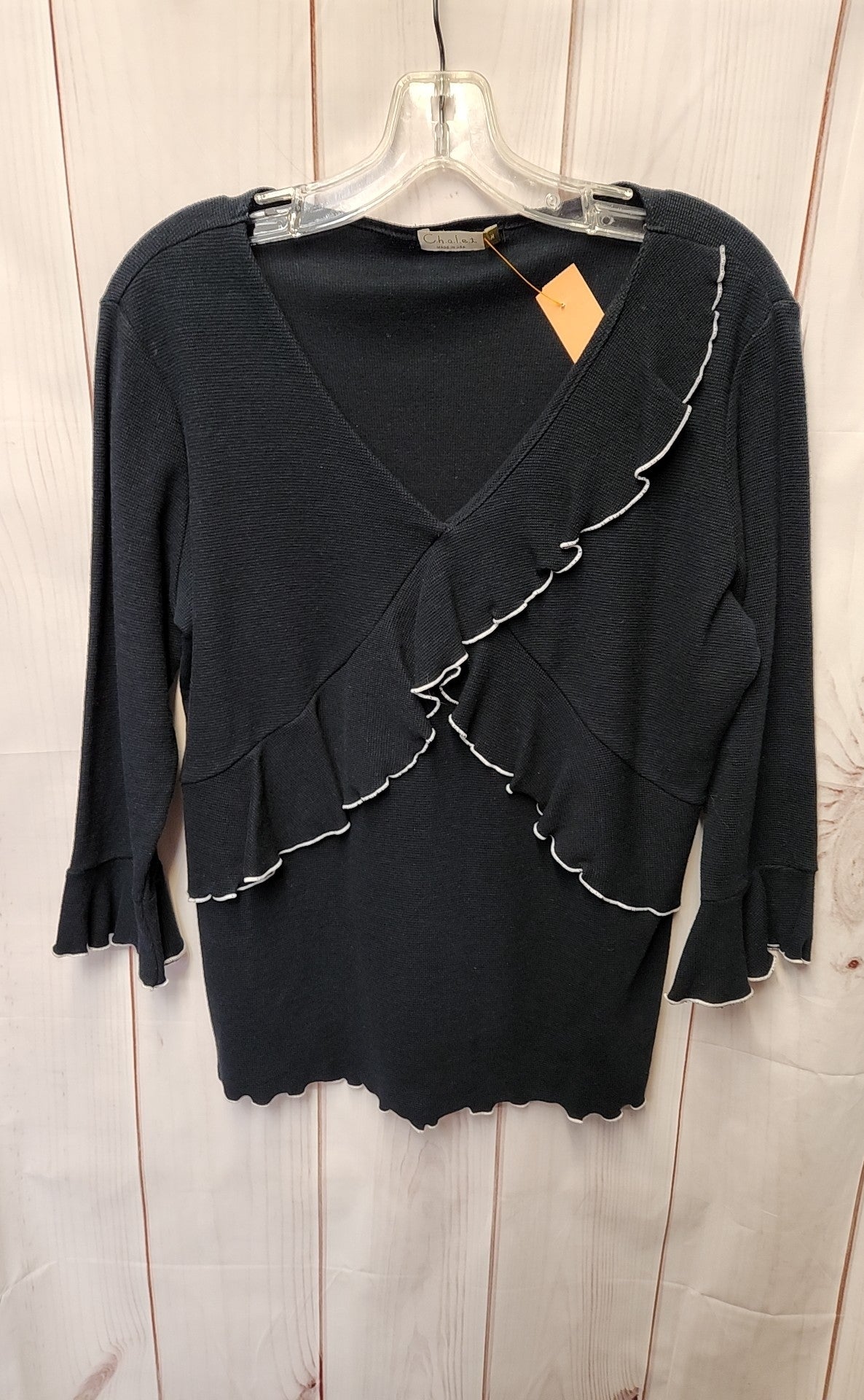 Chalet Women's Size M Black 3/4 Sleeve Top