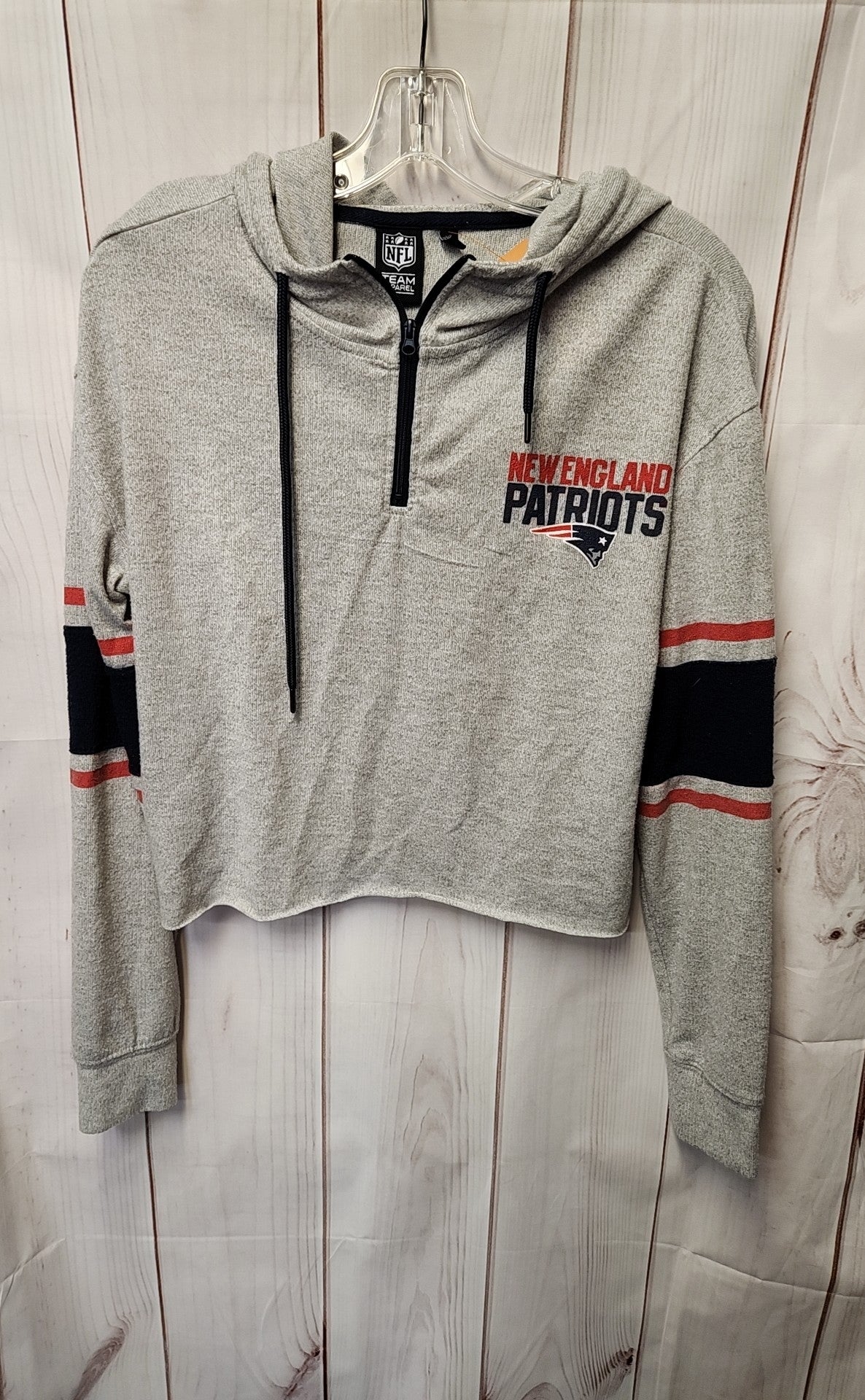 Patriots Women's Size M Gray Hooded Half Zip Sweater
