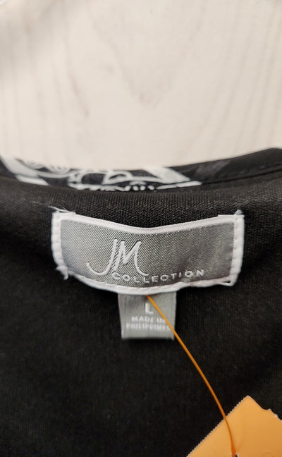 JM Collection Women's Size L Black & White Short Sleeve Top