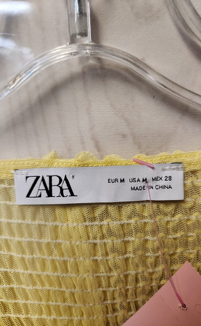 Zara Women's Size M Yellow Short Sleeve Top