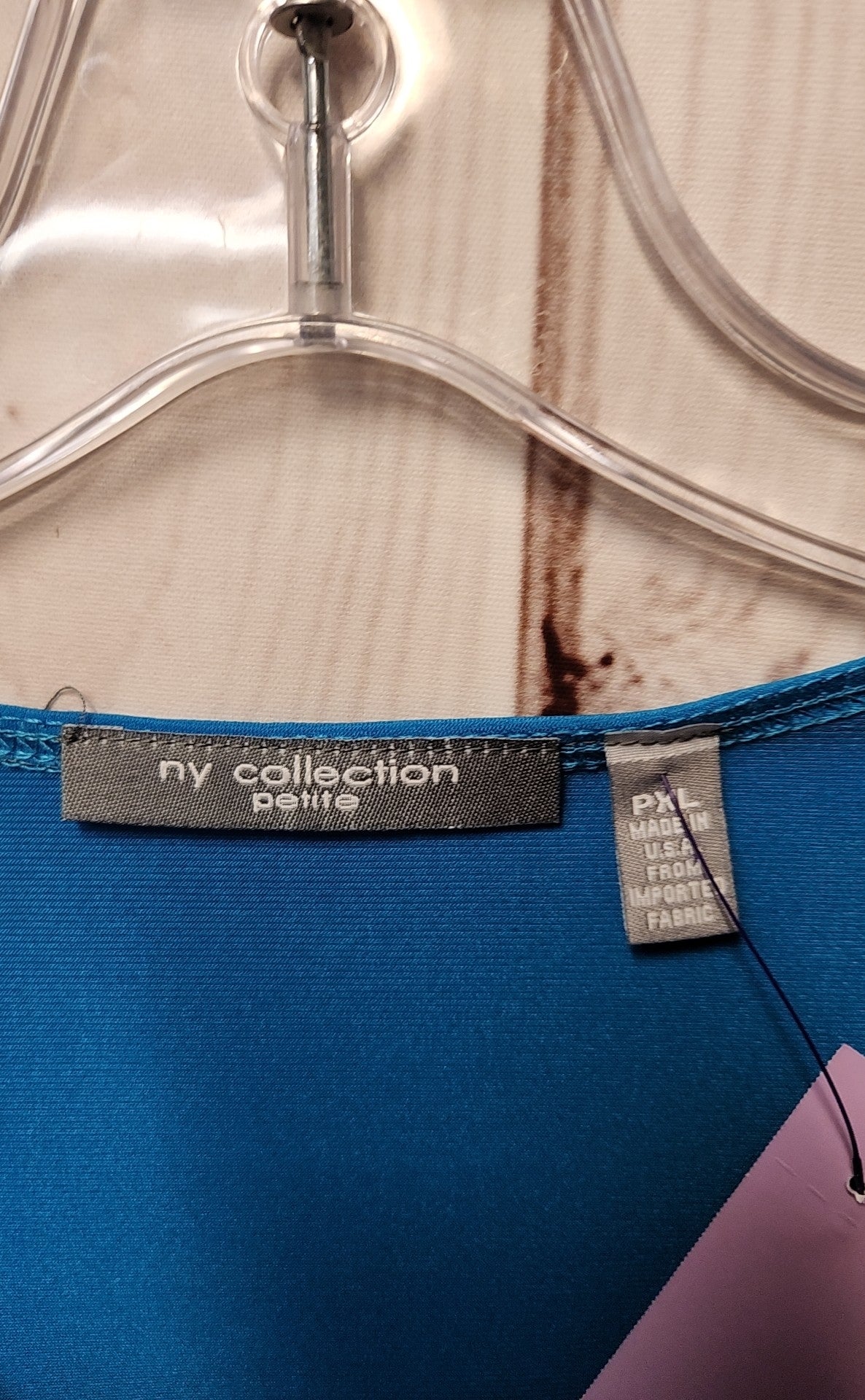 NY Collection Women's Size XL Petite Blue 3/4 Sleeve Top