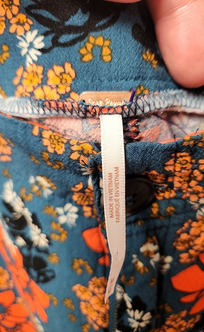 Free People Women's Size M Teal Floral Pants
