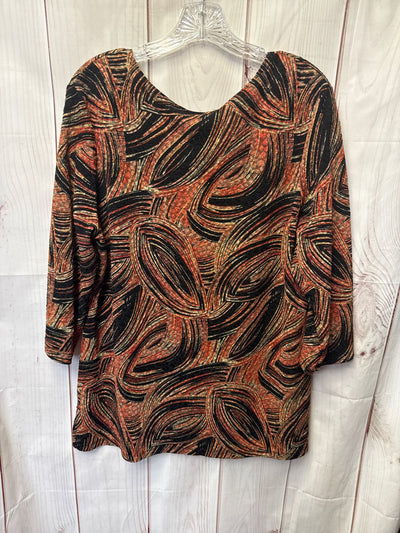 JM Collection Women's Size 1X Red & Black 3/4 Sleeve Top