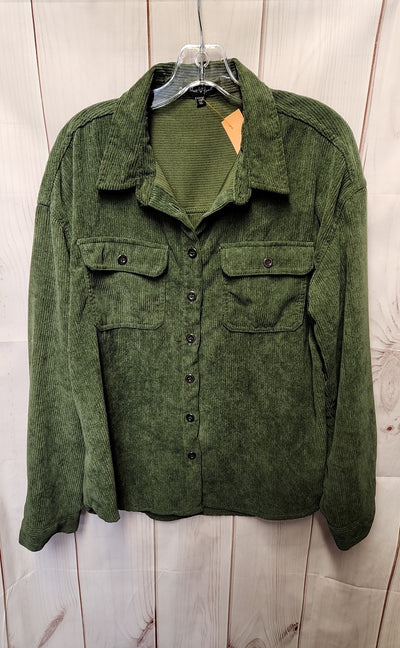 Velvet Heart Women's Size XL Green Corduroy Long Sleeve Top