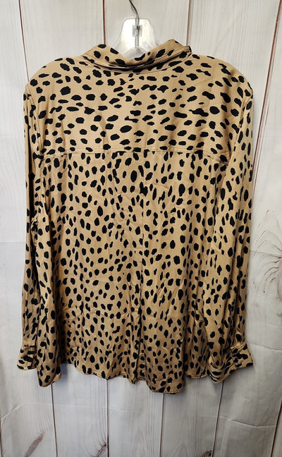 Chico's Women's Size 3 = US XL Brown Animal Print Long Sleeve Top