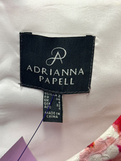 Adrianna Papell Women's Size 2 White & Pink Floral Dress