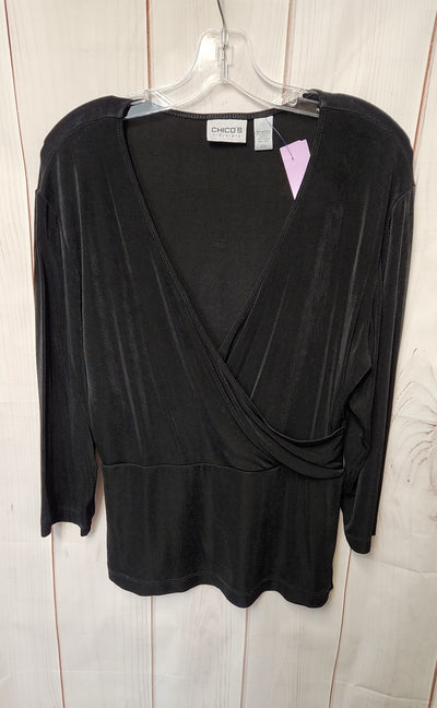 Chico's Women's Size 1 = US M Black 3/4 Sleeve Top
