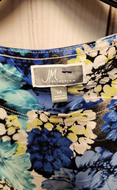 JM Collection Women's Size M Blue 3/4 Sleeve Top