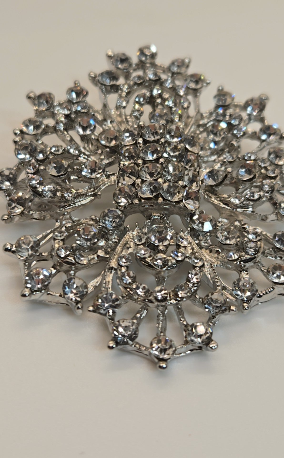 Silver Rhinestone Brooch Pin