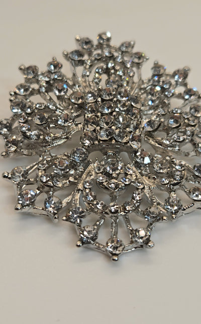 Silver Rhinestone Brooch Pin