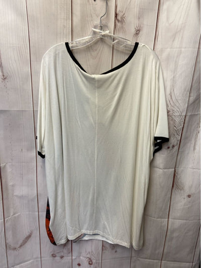 NWT Ulla Popken Women's Size 24 White & Red Short Sleeve Top
