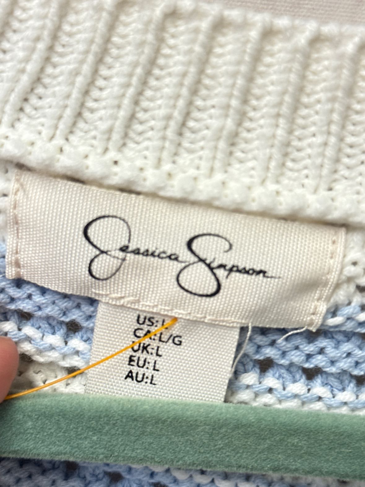 Jessica Simpson Women's Size L White & Blue Sweater