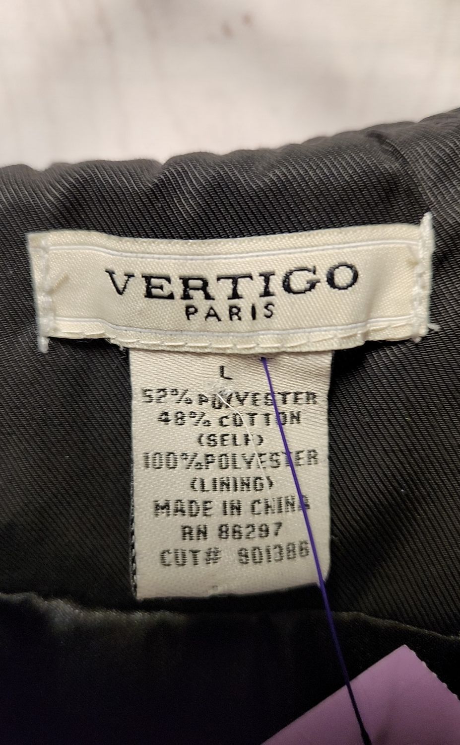 Vertigo Women's Size L Black Coat