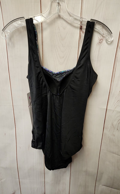 NWT A Shore Fit Women's Size 14 Black Swimsuit