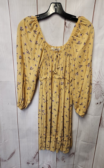 Rewind Women's Size M Yellow Floral Dress
