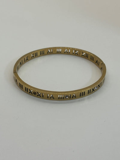Roman Number Numerals Gold Bracelet Bangle Gold