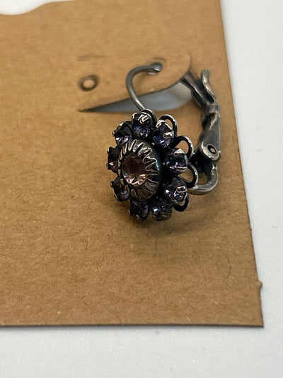Liz Palacios Purple Swarovski Crystal Earrings Vintage