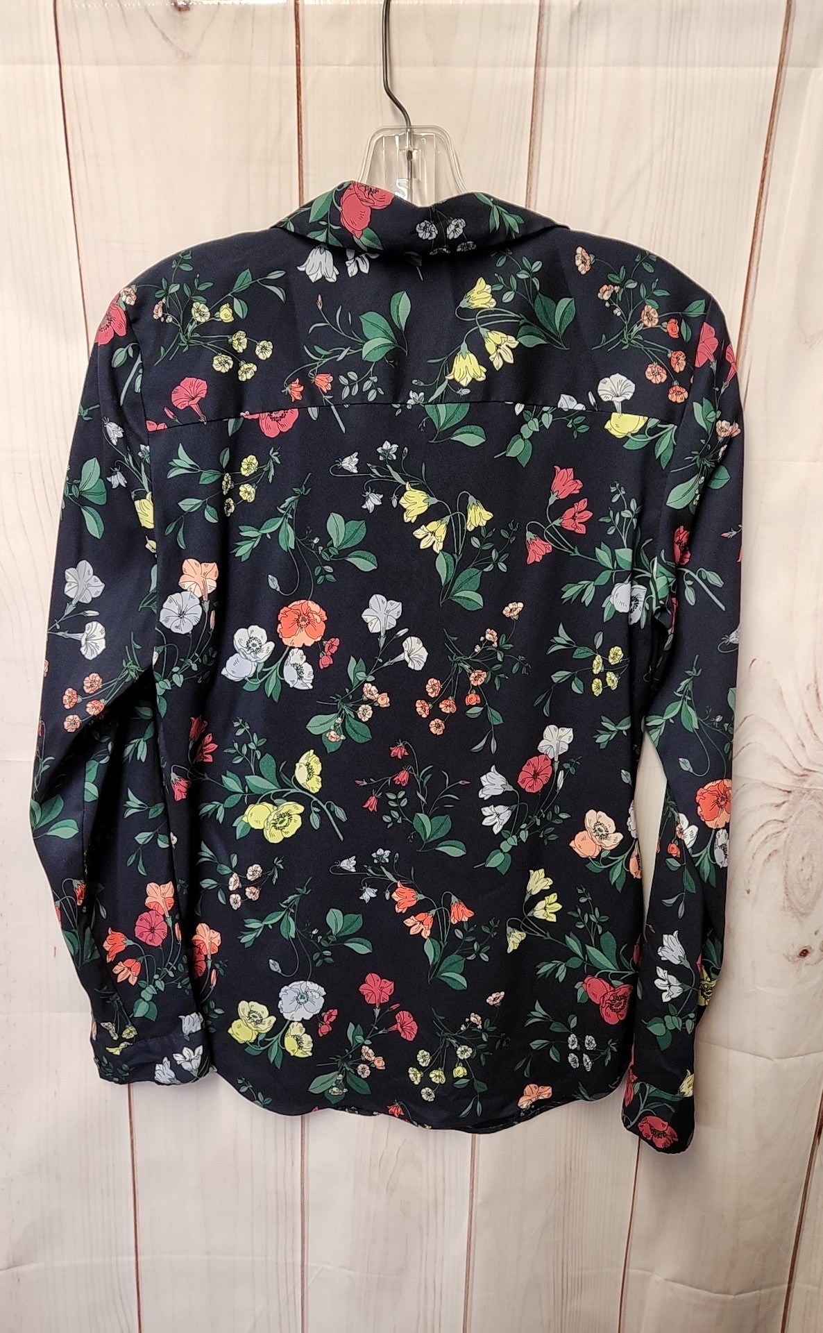 Ann Taylor Women's Size M Navy Floral Long Sleeve Top