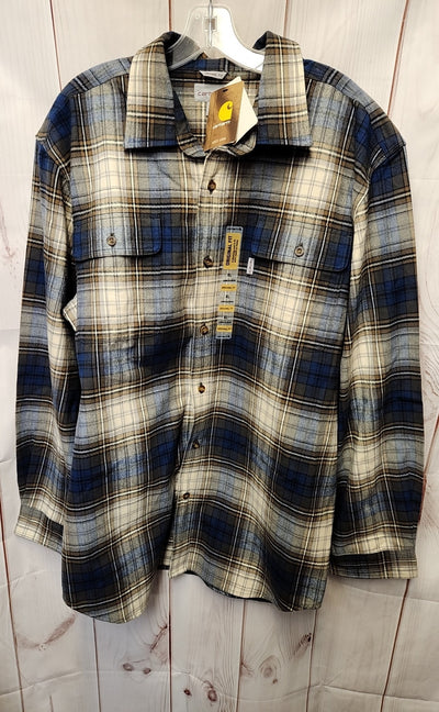 NWT Carhartt Men's Size XL Blue & Tan Shirt