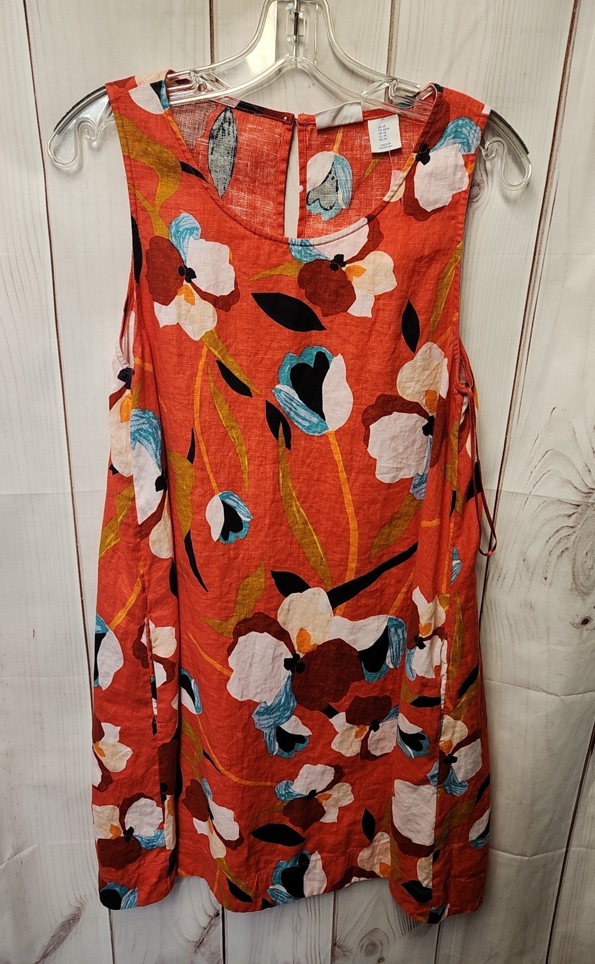 Sigrid Olsen Women's Size M Red Linen Floral Dress