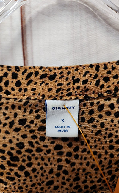 Old Navy Women's Size S Brown Animal Print Long Sleeve Top
