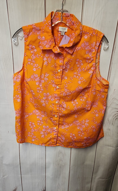 J Crew Women's Size L Orange Floral Sleeveless Top