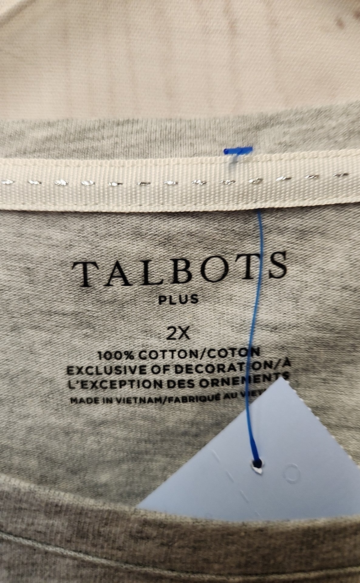 Talbots Women's Size 2X Gray Long Sleeve Top