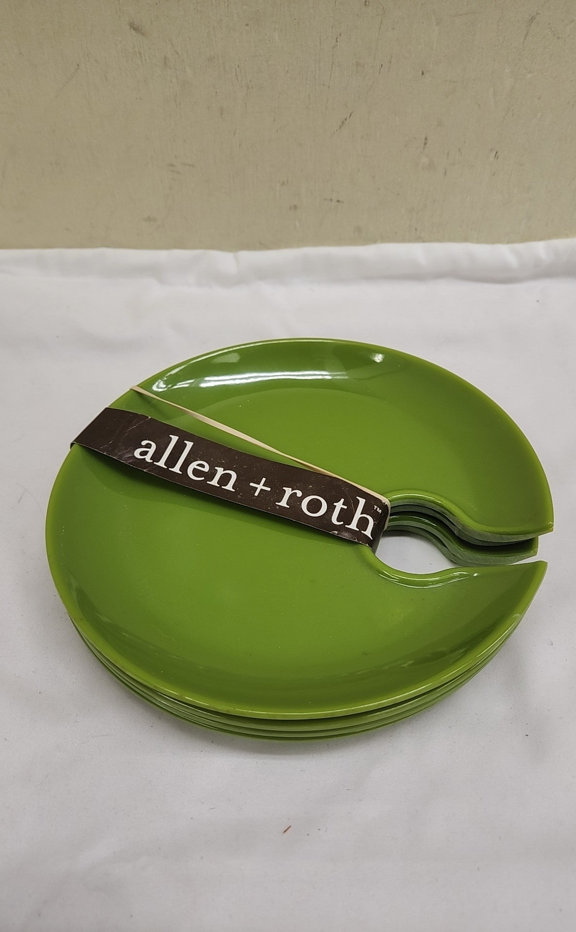 allen + roth Green Appetizer Plates with Wine Holder (set of 4) bbq Party Plates
