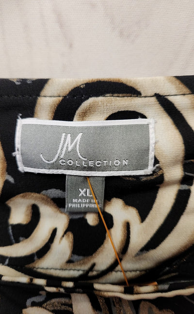 JM Collection Women's Size XL Black & Beige 3/4 Sleeve Top
