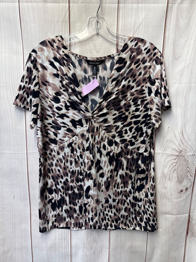 Ellen Tracy Women's Size L Brown Short Sleeve Top
