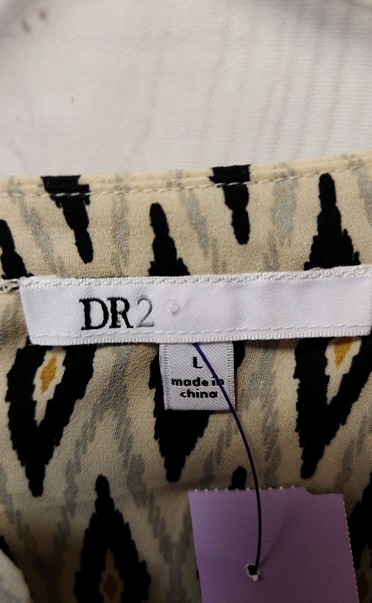 Dr2 Women's Size L Beige 3/4 Sleeve Top