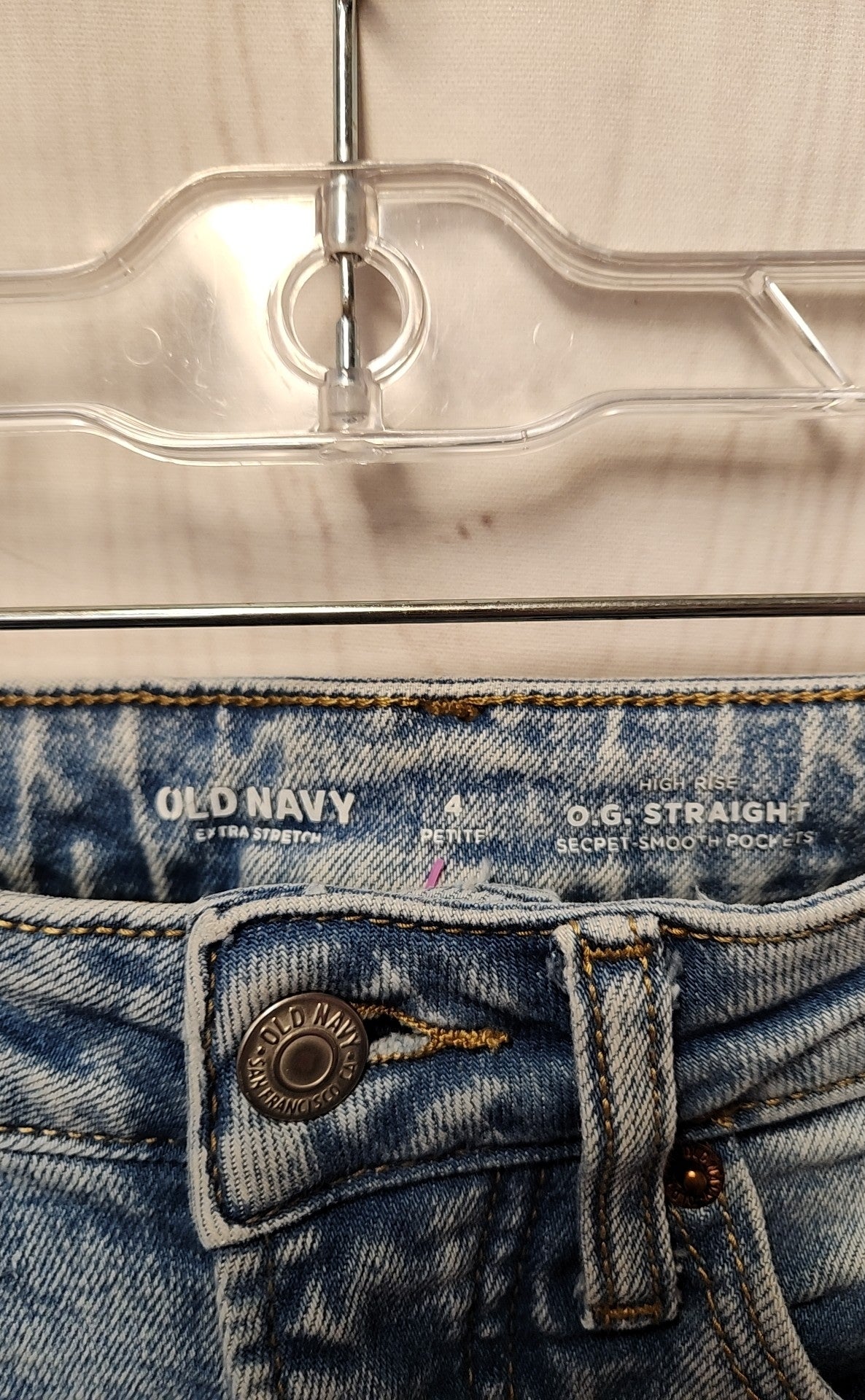 Old Navy Women's Size 4 Petite Blue Jeans O.G. Straight High Rise