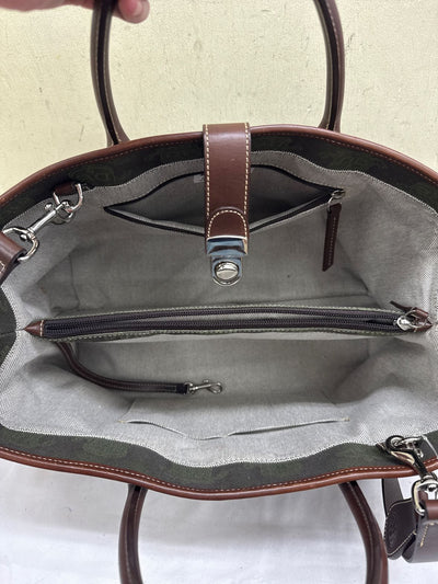 Dooney & Bourke Double Leather Handle Sig. Logo Canvas Green Purse Bag