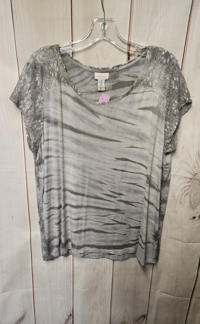 Chico's Women's Size 3 = US XL Gray Short Sleeve Top