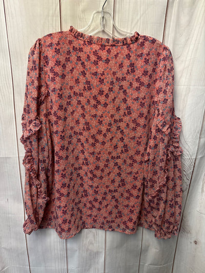 Talbots Women's Size L Pink Floral Long Sleeve Top