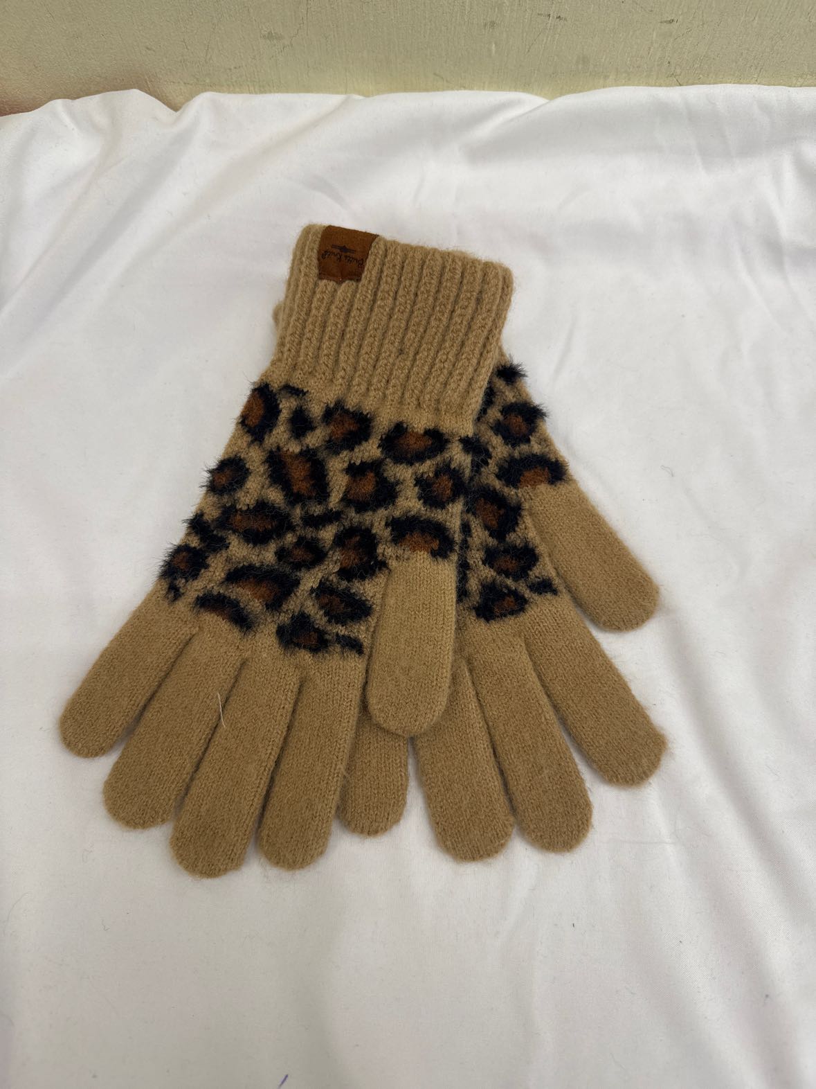 Britt's Knits Brown Leopard Print Gloves