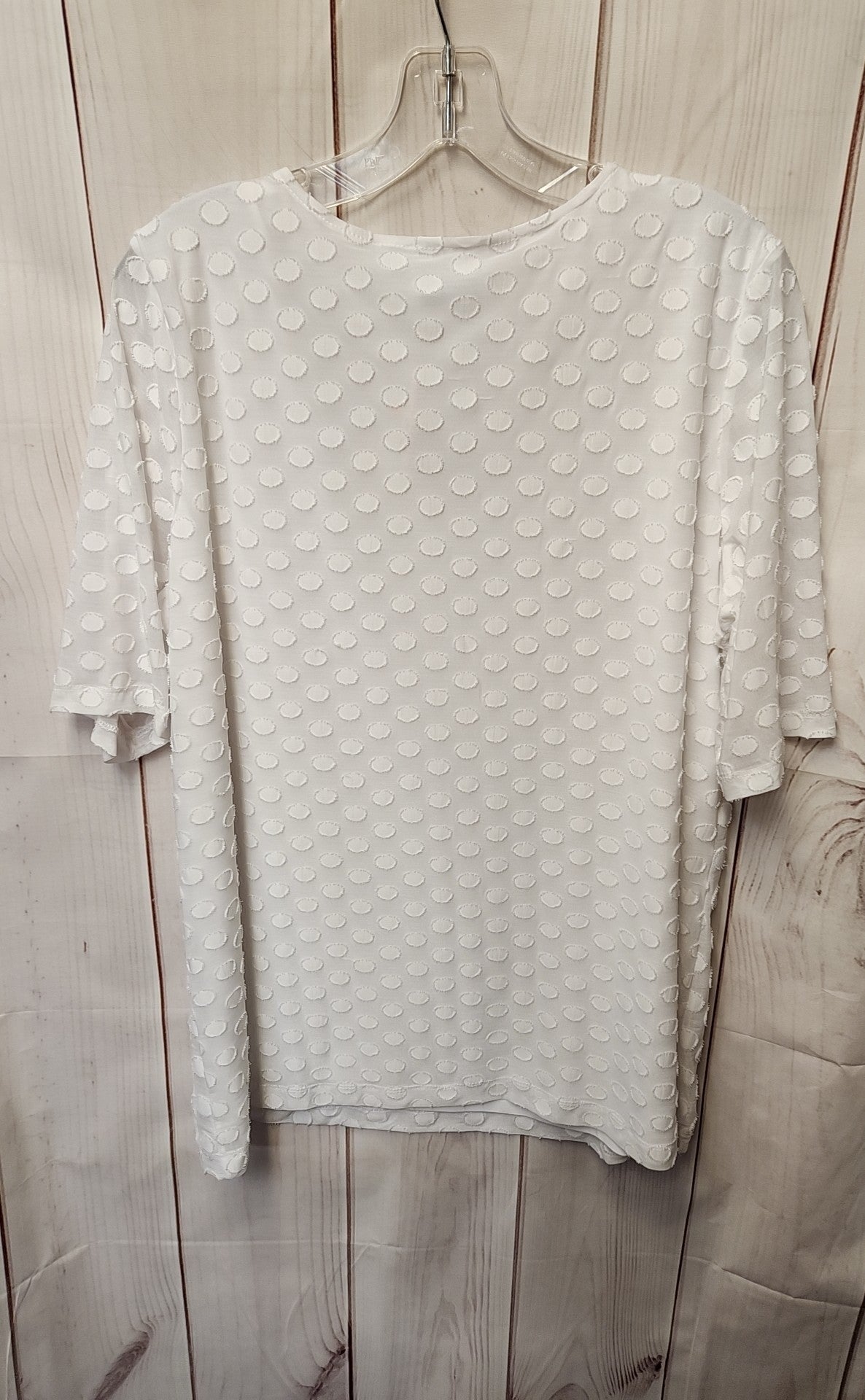 Susan Graver Women's Size L White Short Sleeve Top