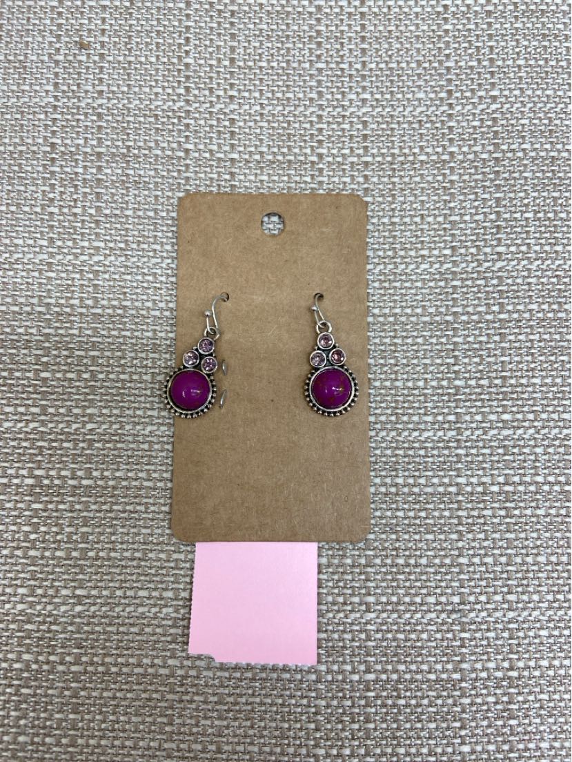 Silver & Purple Drop Earrings