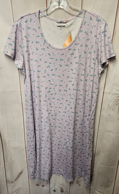 Lands End Women's Size L Purple Floral Nightgown