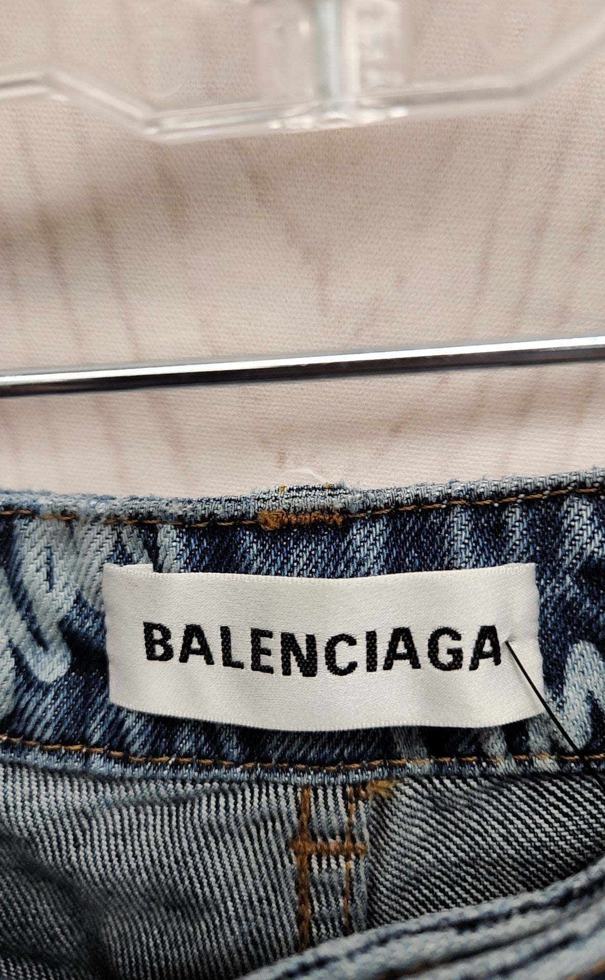 Balenciaga All Over Cut Off Women's Size 29 (7-8) Denim Long Shorts Logo