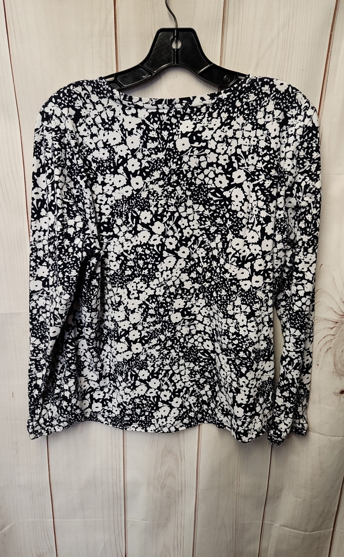 Talbots Women's Size L Petite Navy Floral Long Sleeve Top