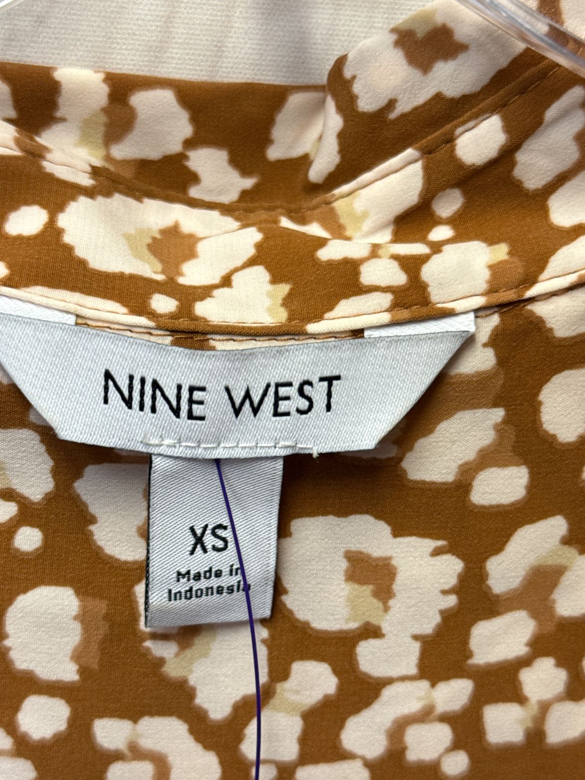 Nine West Women's Size XS Brown Animal Print Long Sleeve Top
