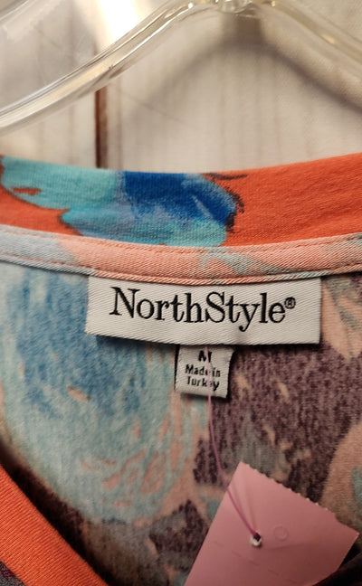 NorthStyle Women's Size M Pink & Blue Floral 3/4 Sleeve Top