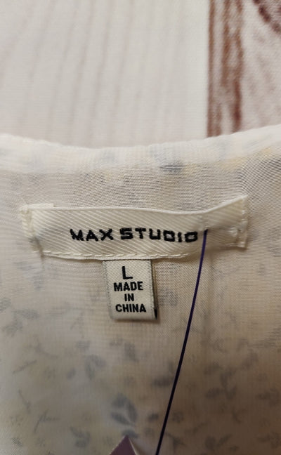 Max Studio Women's Size L Yellow Floral Sleeveless Top