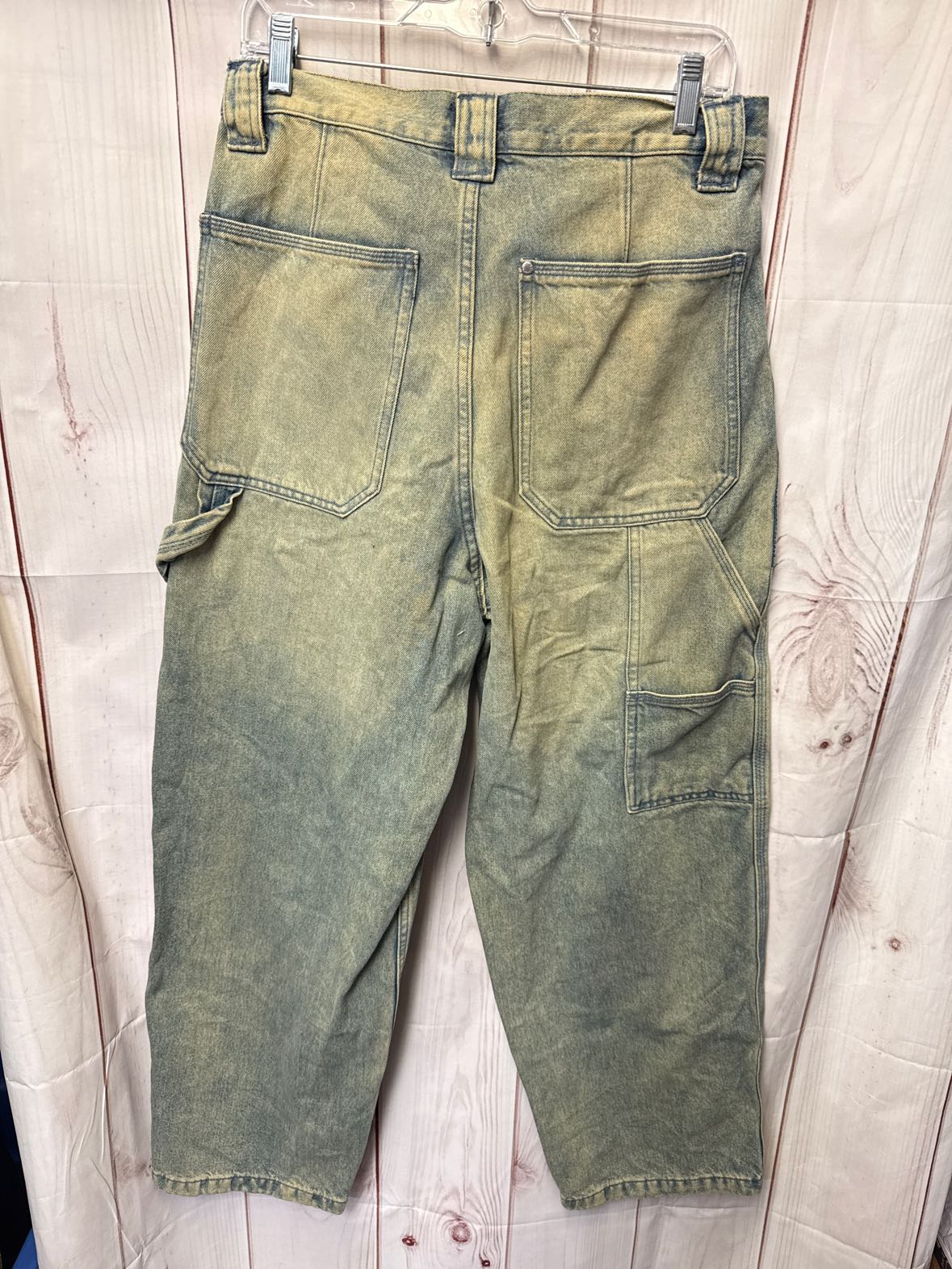 H&M Men's Size 30x32 Baggy Fit Blue Distressed Wash Jeans Deep Pocket Denim